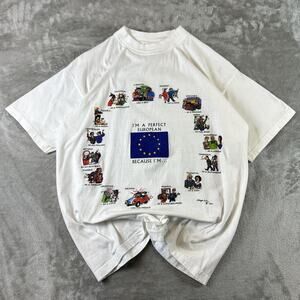 Vintage B&C “I’m A Perfect European Because I’m…” Single Stitch T-Shirt L EUC